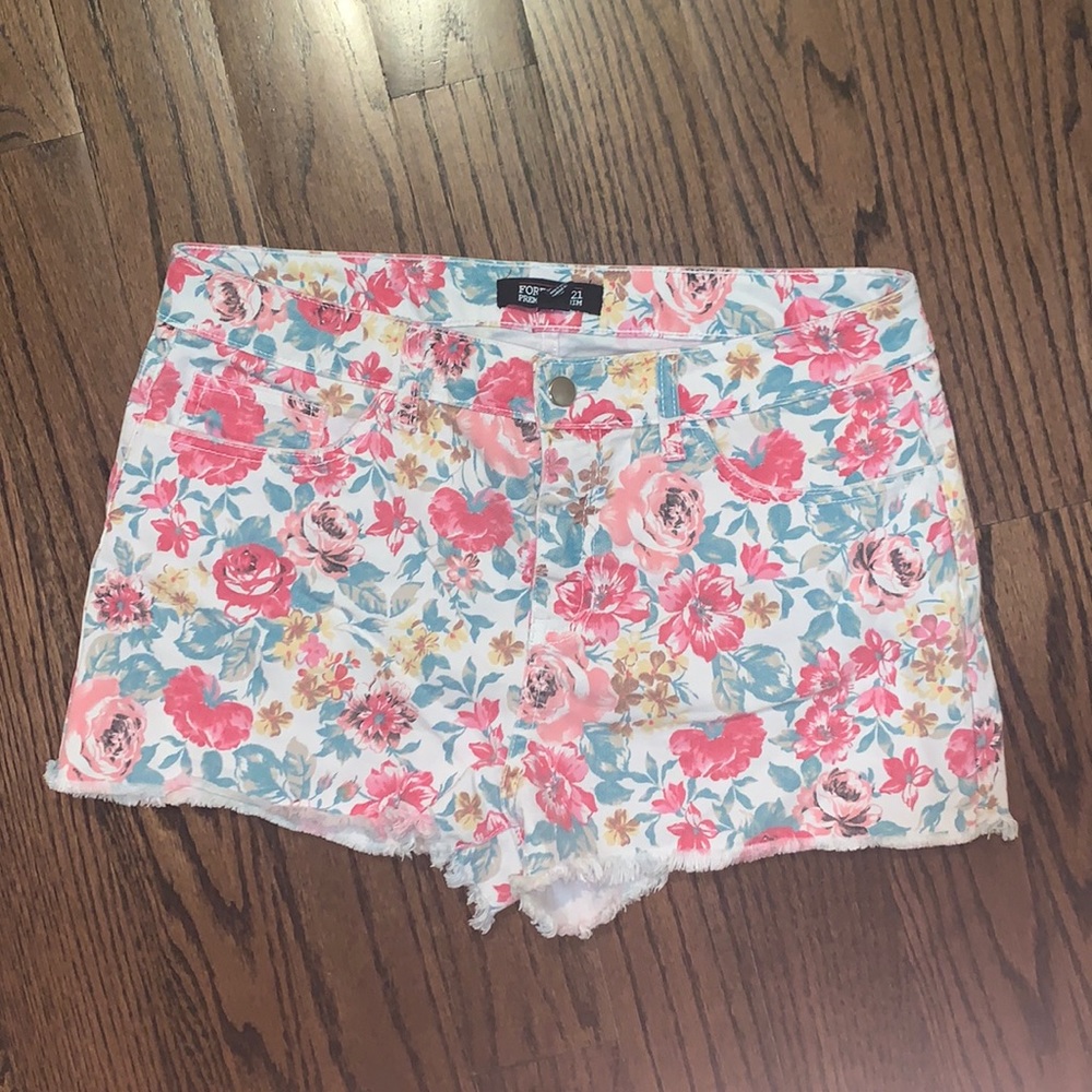 Forever 21 Floral Jean Shorts